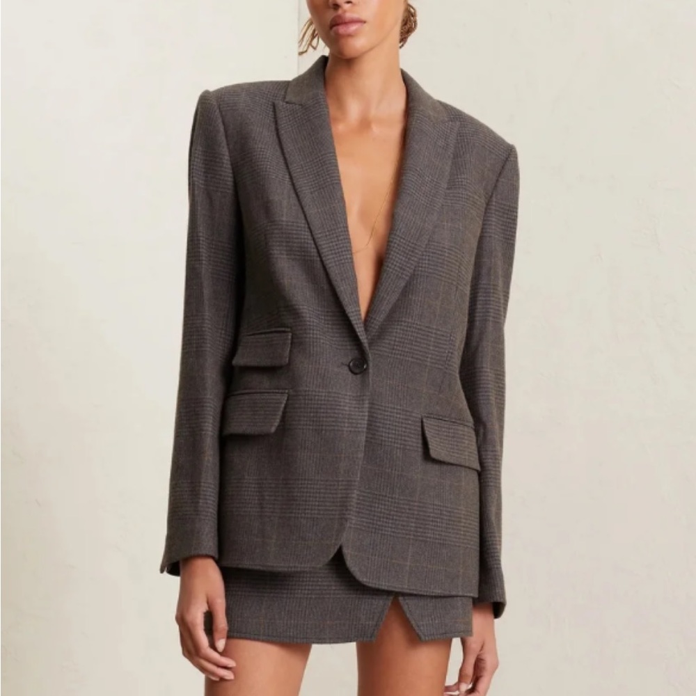 A.L.C. Gray Plaid Single-Button Blazer